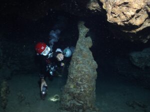 久米島 ヒデンチガマ 鍾乳石 観察 テクニカルダイバー 竹内修治