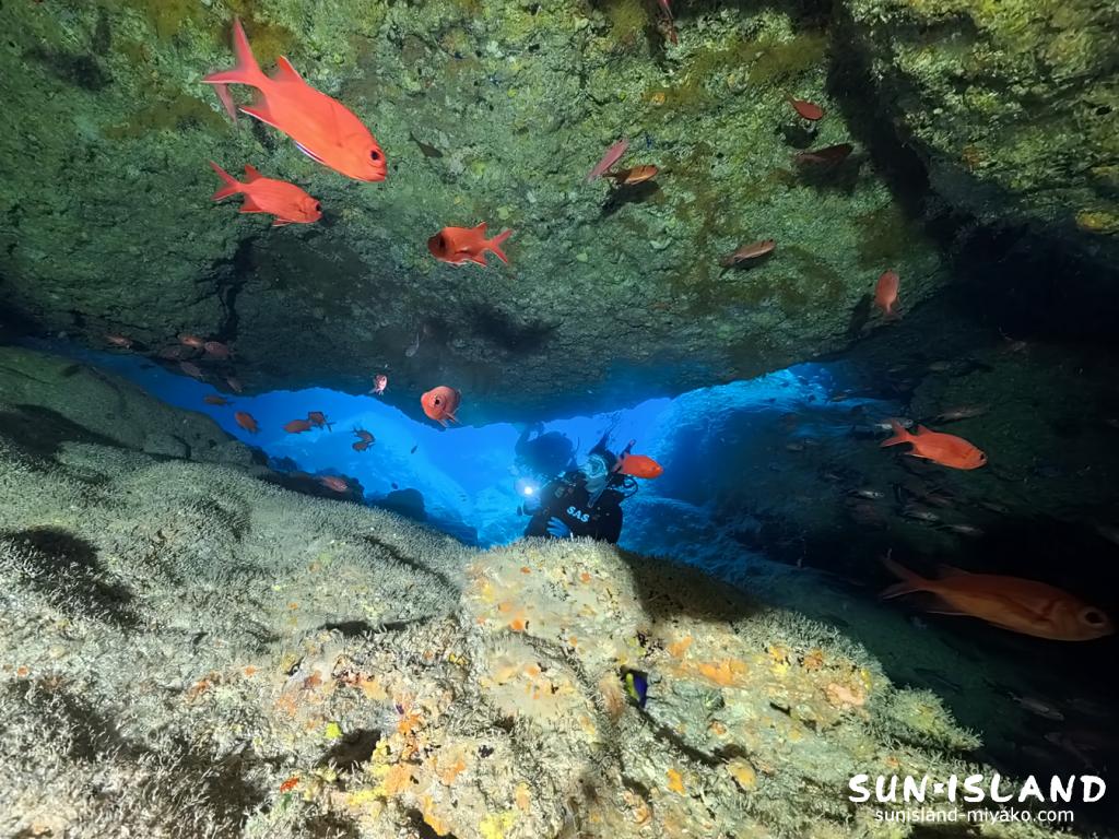 宮古島ダイビング ワープホール 入口 青 地形 伊良部島