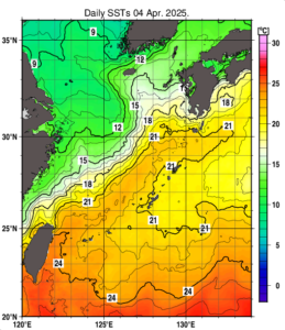 気象庁webサイト【日別海面水温・2025/4/4