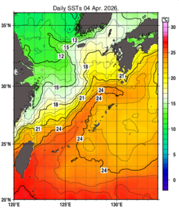 気象庁webサイト【日別海面水温]】2026/4/4
