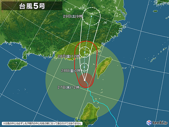 台風5号の進路予想図