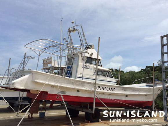 台風対策を施した船