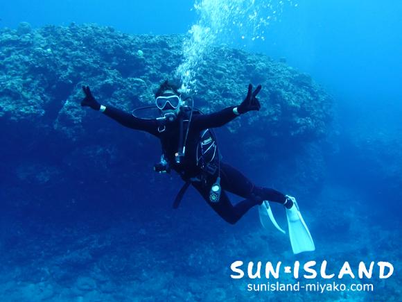 宮古島にはじめて潜るOさん