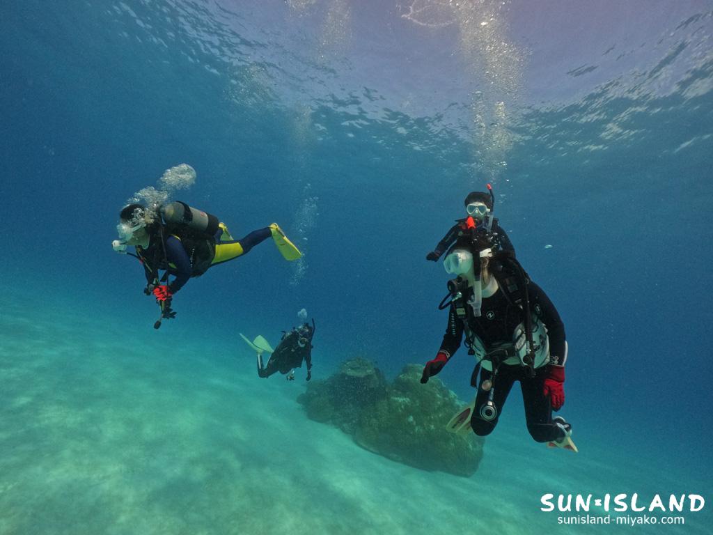 砂地でのダイビング