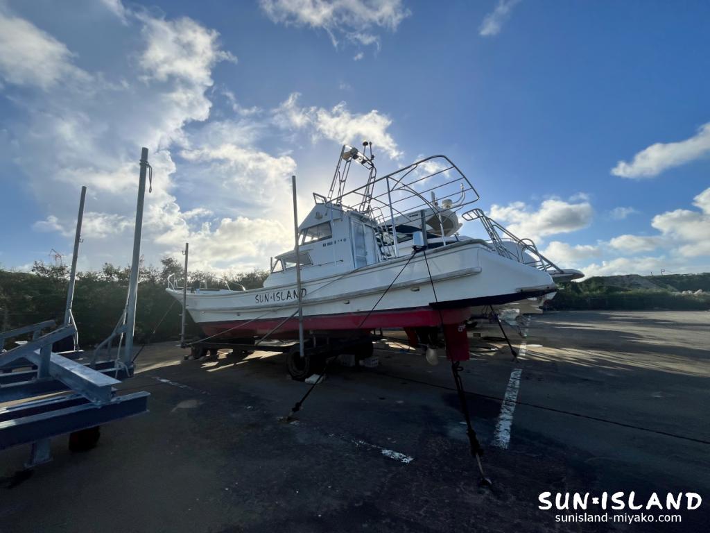 台風対策を施した船