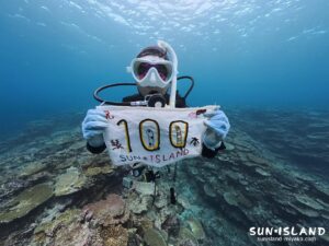 宮古島ダイビング 100ダイブ 記念 サンアイランド フラッグ 伊良部島